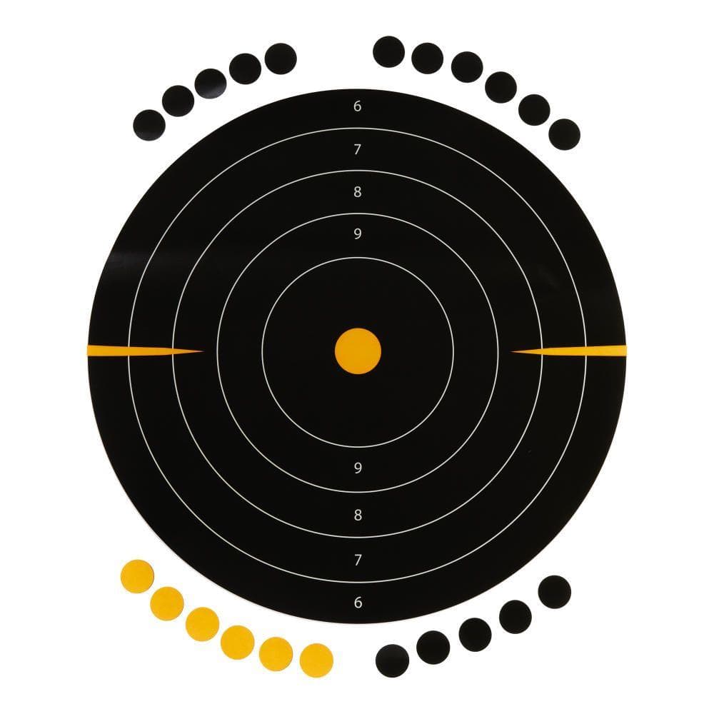 Allen EZ Aim Adhesive Splash Bullseye Target 12" Black and Yellow 25 Pack