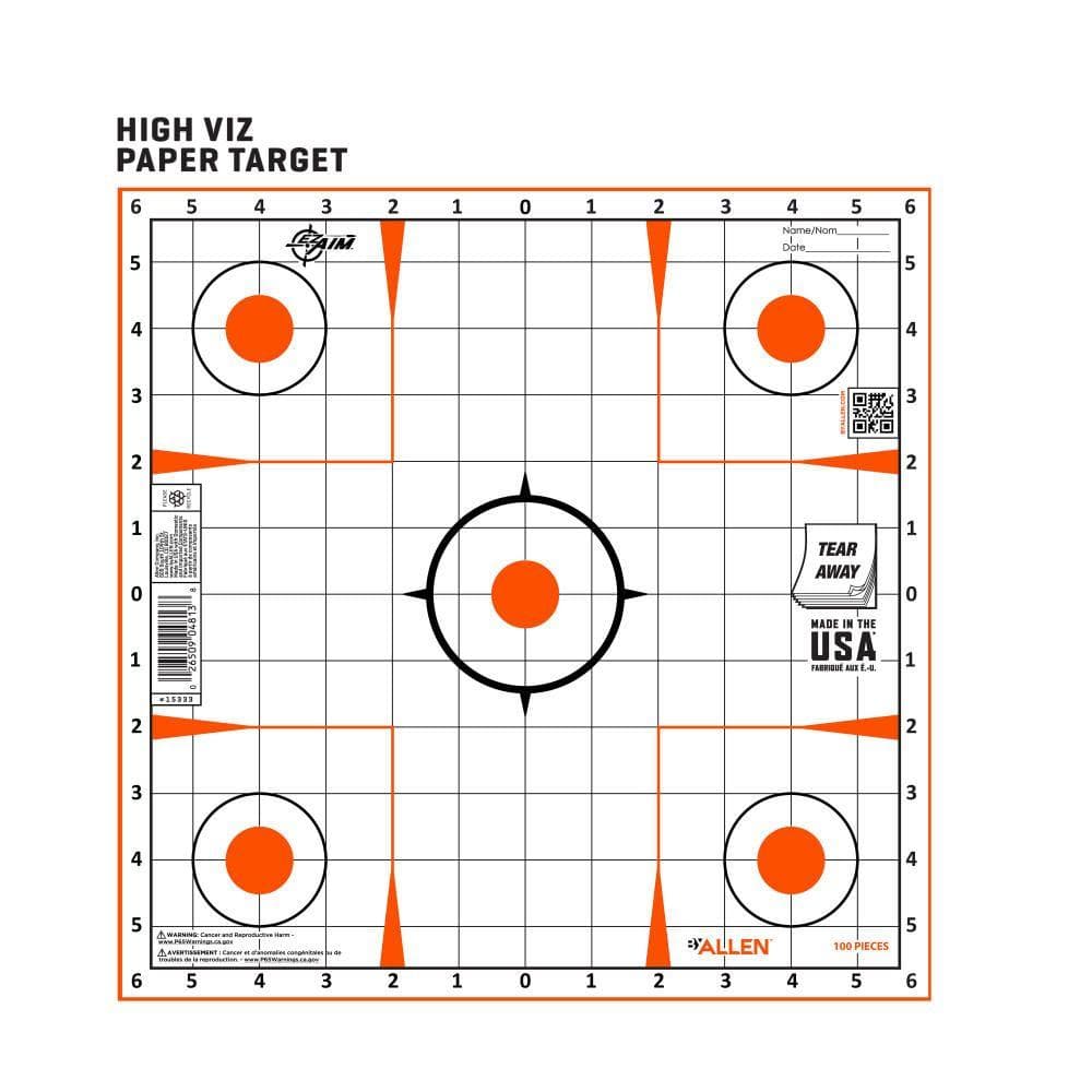 Allen EZ Aim Paper Targets 12" Peel Away Grid Orange and White 100 Pack