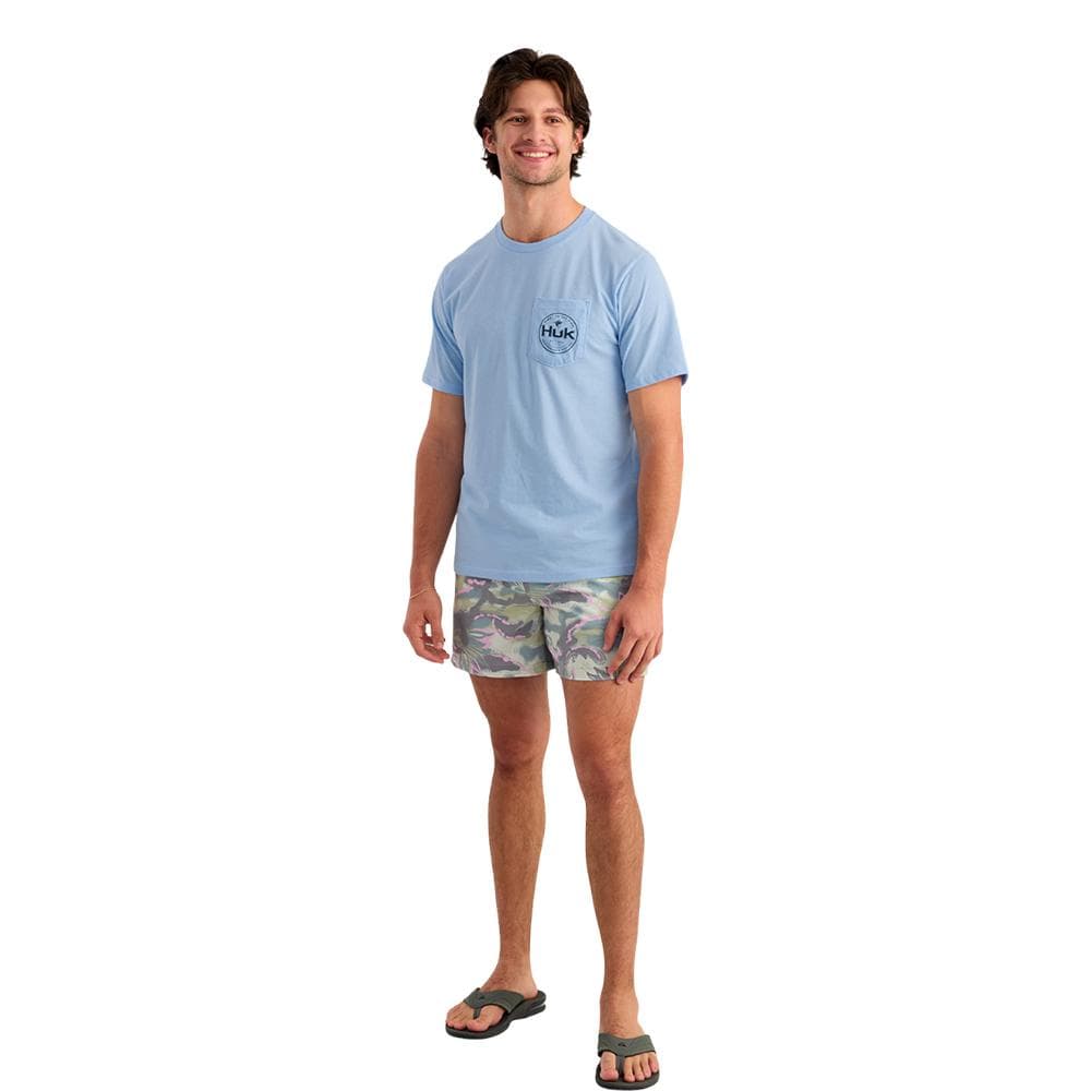 Huk Marlin Circle Short Sleeve Pocket Shirt Cerulean S