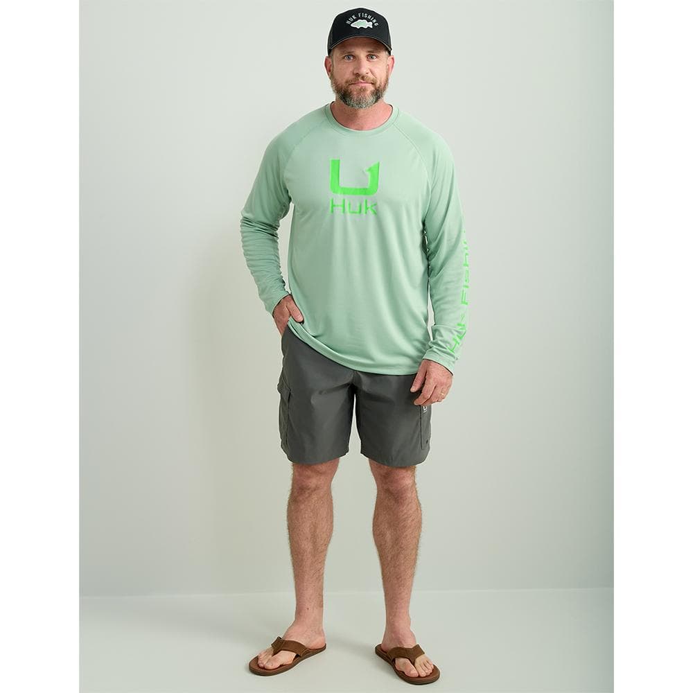 Huk Icon Crew Long Sleeve Shirt Fog Green XL