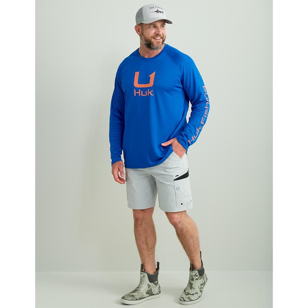 Huk Icon Crew Long Sleeve Shirt Ocean Blue XL