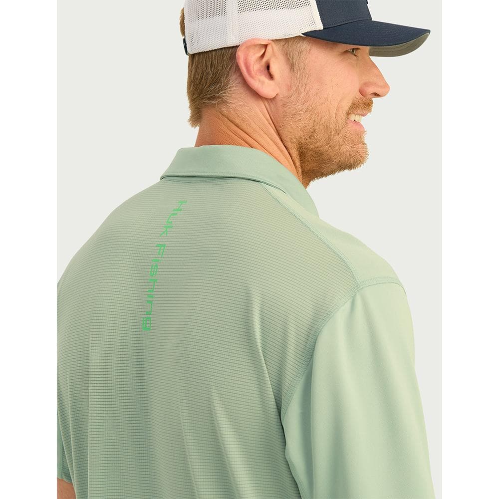 Huk Icon Polo Short Sleeve Shirt Fog Green 2XL