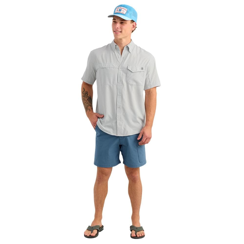 Huk Tide Point Short Sleeve Button Down Shirt Seagull S