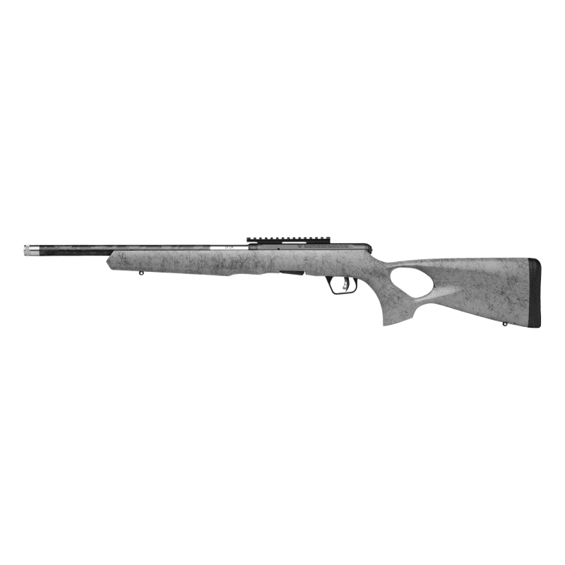 Savage Arms B22 Timberlite Thumbhole Rifle .22 LR 10rd Magazine 18" 1/2x28 Threaded Barrel Grey with Black Spiderweb