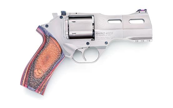 RHINO .357MAG REVOLVER 40DS CHROME 4IN BBL 3MOON CLIPS 6RND ADJ. REAR SIGHT