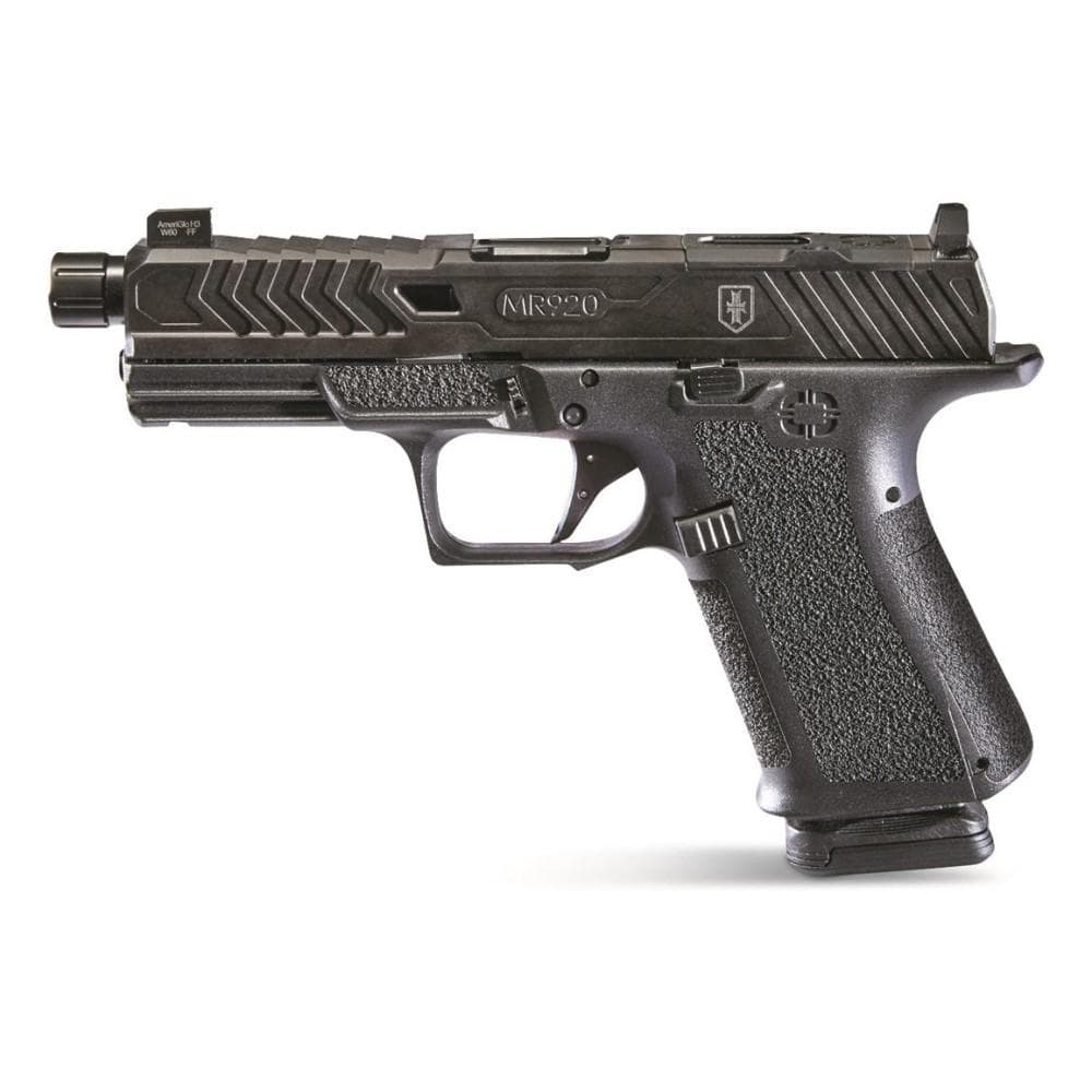 Shadow Systems MR920 War Poet Handgun 9mm Luger 15rd Magazines (2) 4.5" Threaded Barrel Black War Poet Slide Engraving with Night Sights