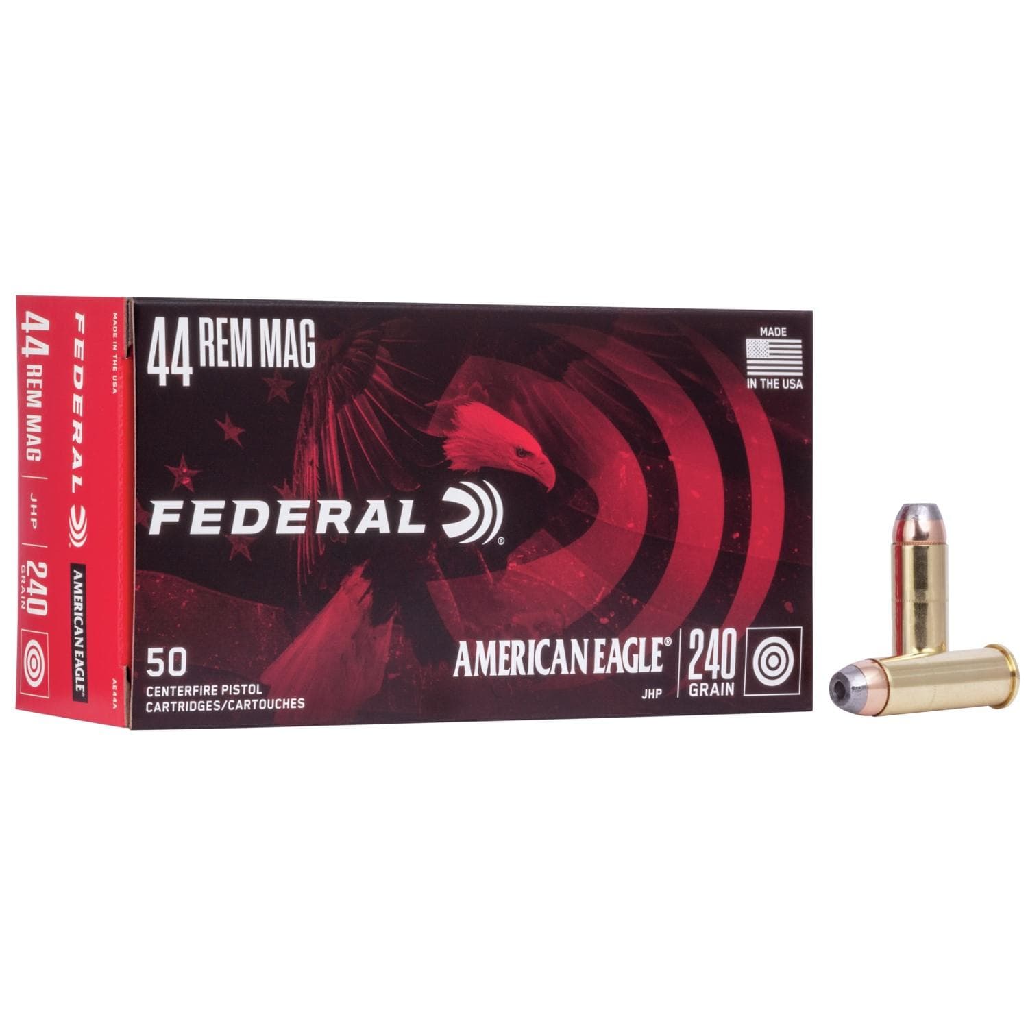 American Eagle Handgun Ammunition .44 Mag 240 gr JHP 1230 fps 50/box