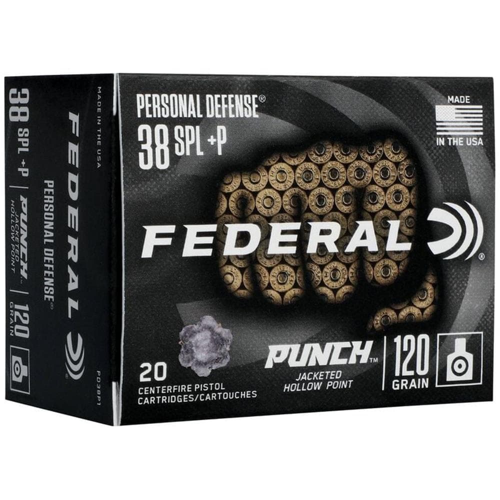 Federal Personal Defense Punch Handgun Ammunition .38 Spl(+P) 120 gr JHP 1000 fps 20/ct