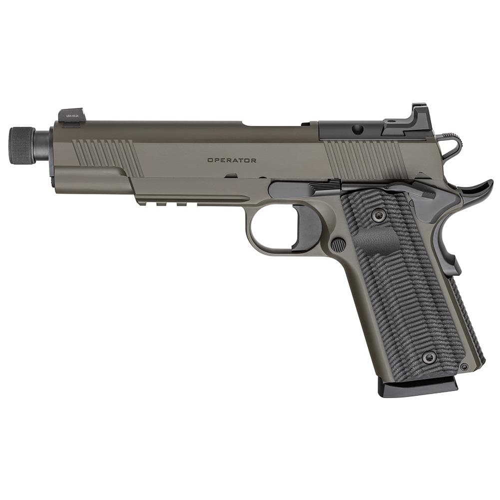 Springfield Armory 1911 Operator AOS Handgun .45 Auto 8rd Magazine(2) 5.75" Threaded Barrel OD Green Cerakote