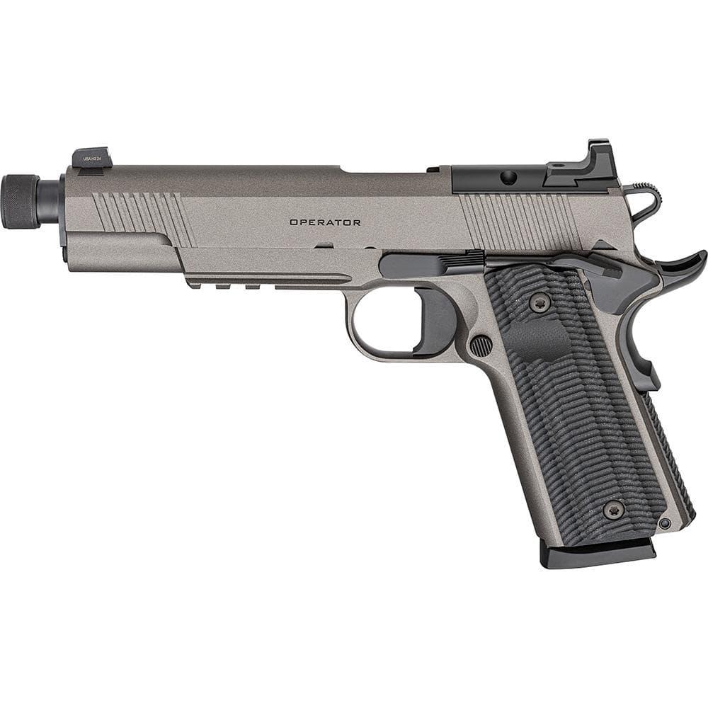 Springfield Armory 1911 Operator AOS Handgun .45 Auto 8rd Magazine 5.75" Threaded Barrel Grey Cerakote