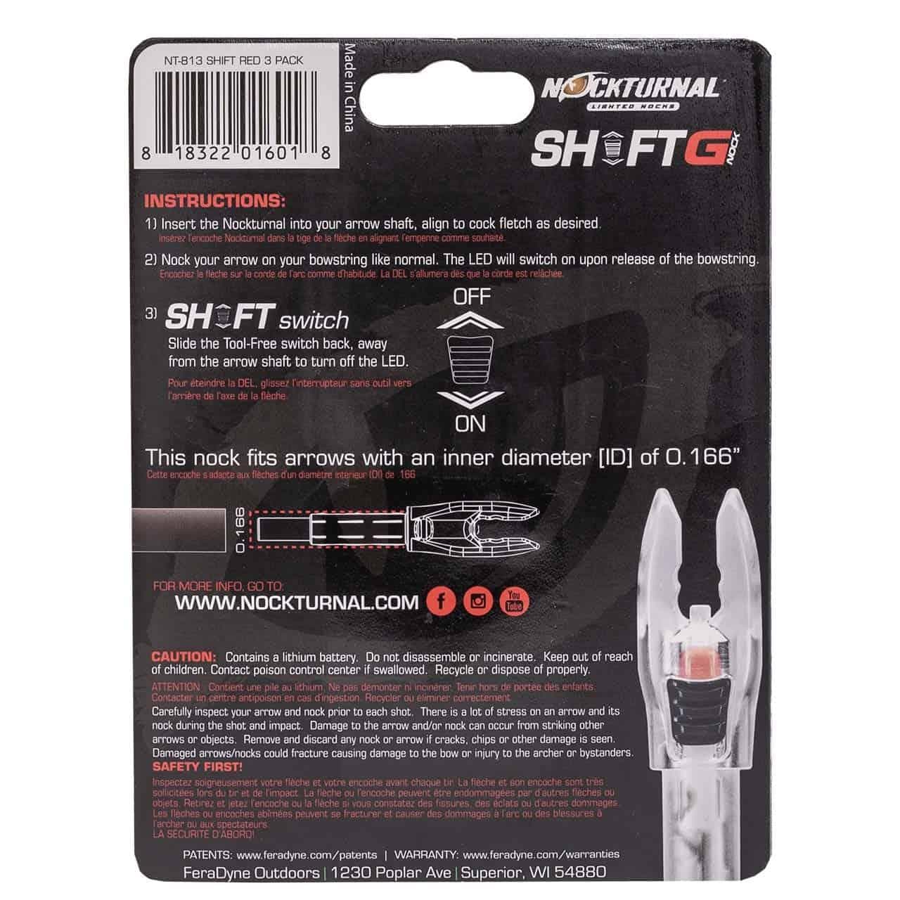 Nockturnal G-Nock Shift Red 3/pk .166 Arrow Diameter