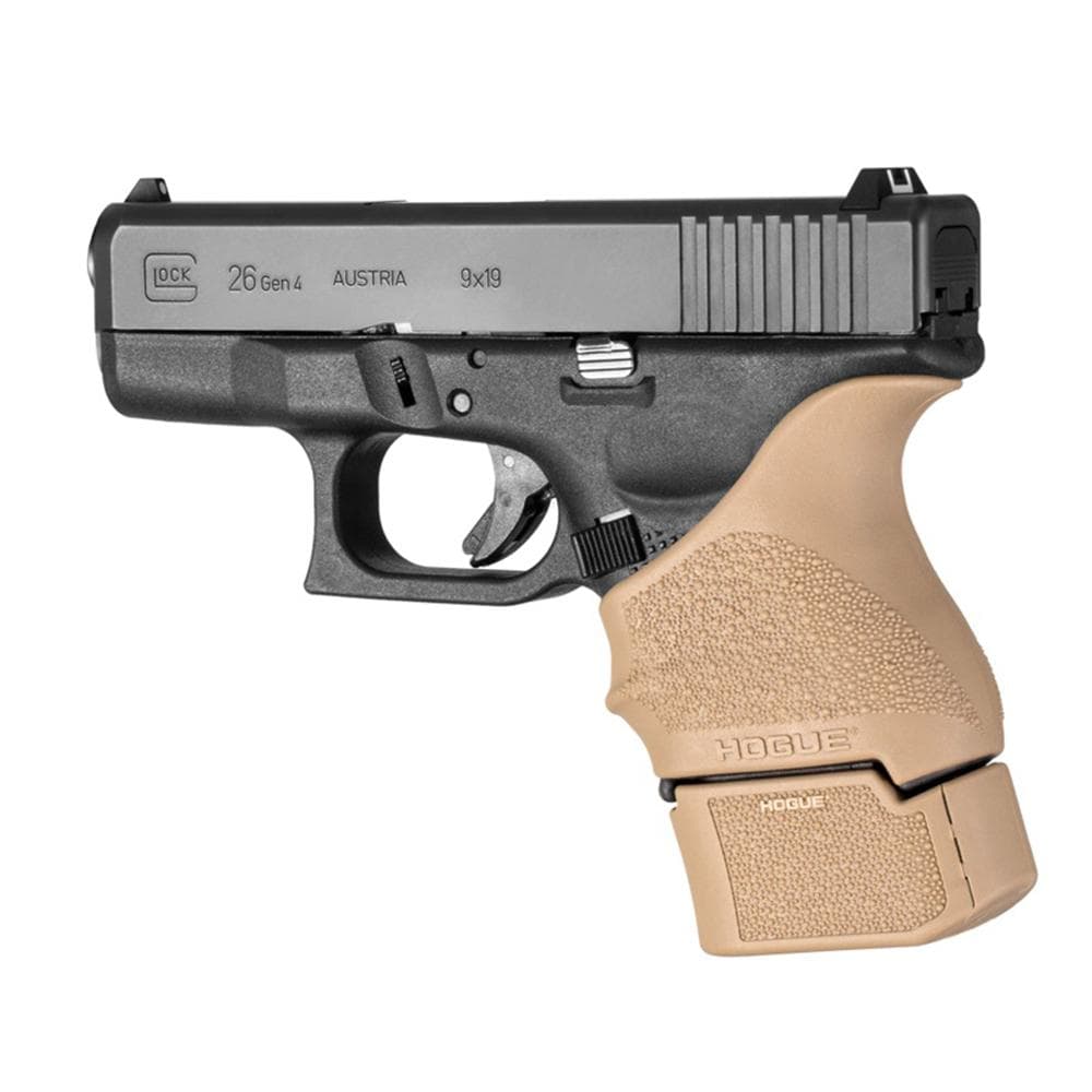 Hogue Overmolded Rubber Grip Extension Base Pad for Glock 26 FDE