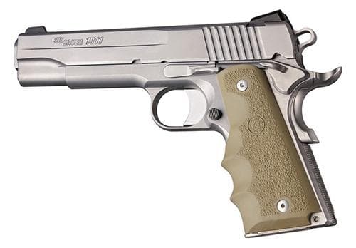 Hogue 1911 Govt. Model Flat Dark Earth Rubber Grip with Finger Grooves