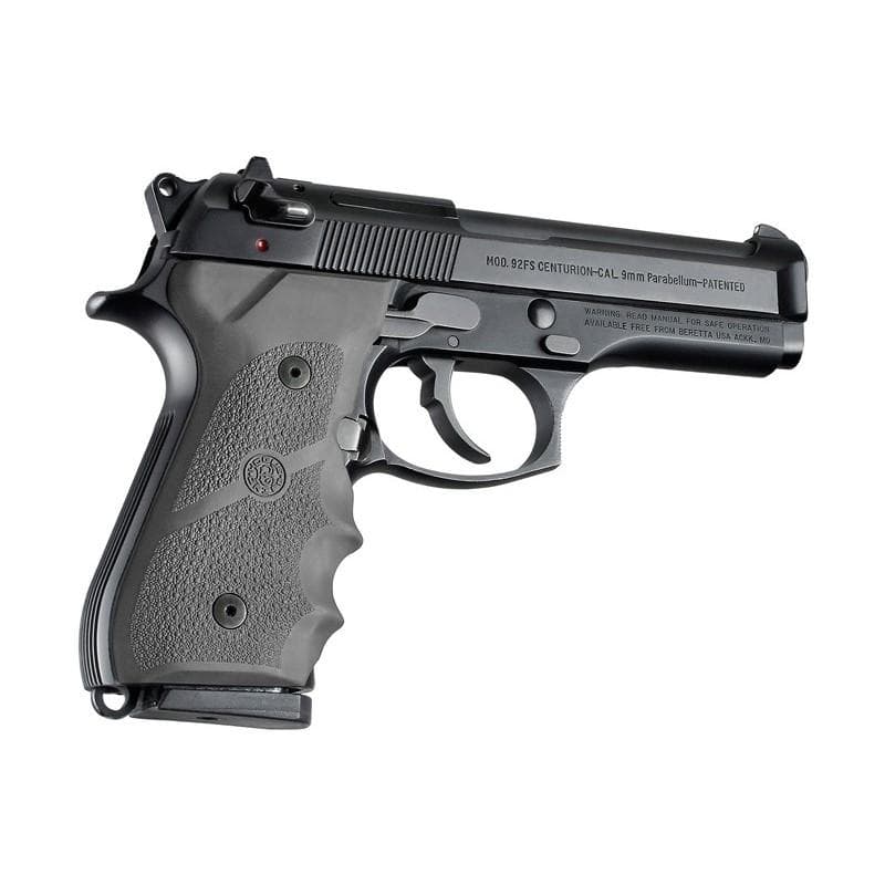 Hogue Rubber Handgun Grips with Finger Grooves Slate Grey for Beretta 92/96