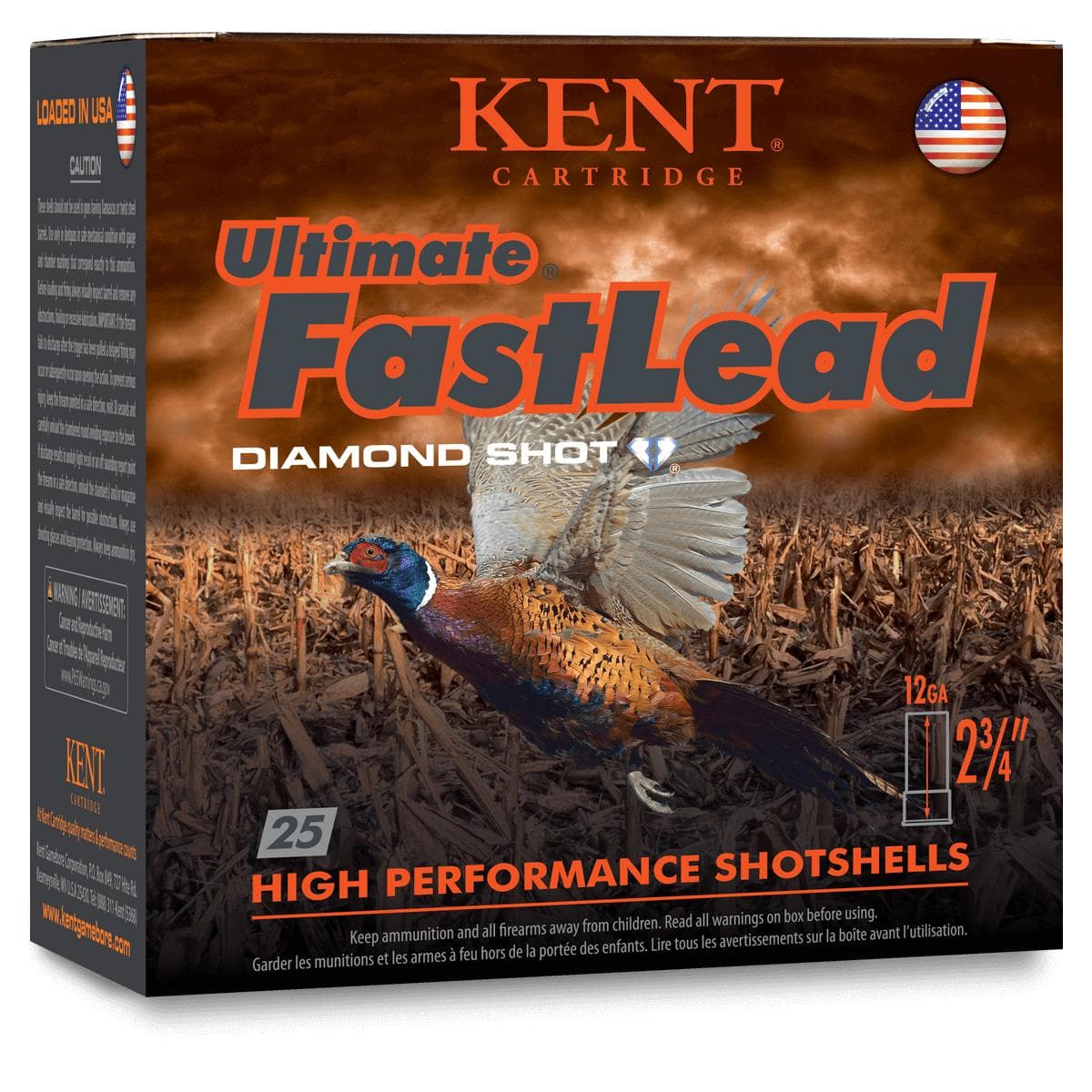 Kent Ultimate Fast Lead Shotshells 12 ga 2-3/4" 1-3/8oz 1475 fps #4 25/ct