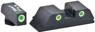 Green Tritium FRONT/REAR 3 dot sight set white outlines for Glock Gen 5