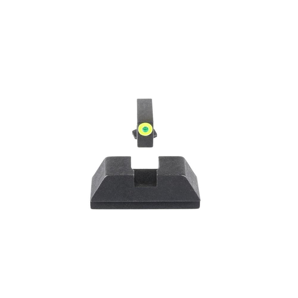 Ameriglo Optics Compatible Tritium Handgun Sight Set for Glock Flat Black .295? Rear 1L Tall Green with Lumigreen .220? Front