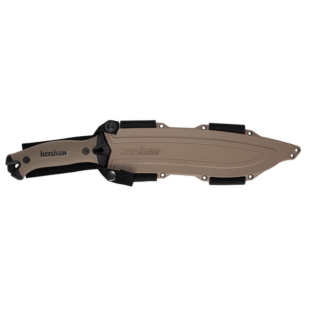 Kershaw Camp 10 Fixed Machete Knife 10" Recurve Blade Tan and Black