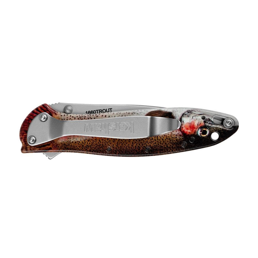 Kershaw Leek Folding Knife 3" Drop Point Blade Rainbow Trout