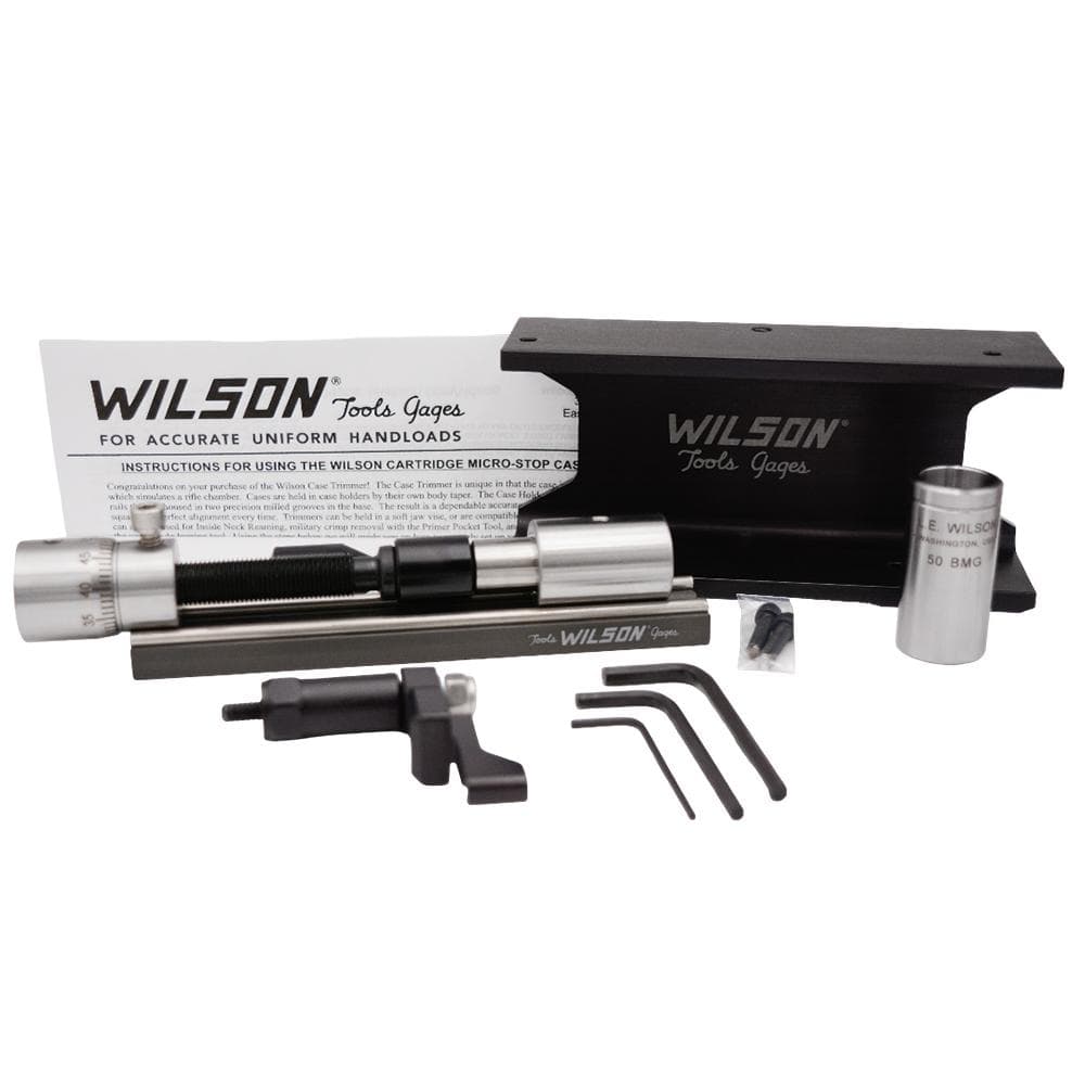 Wilson Stainless Case Trimmer Kit with Micro-Adjust Stop .50 Cal wtih 50 BMG Case Holder