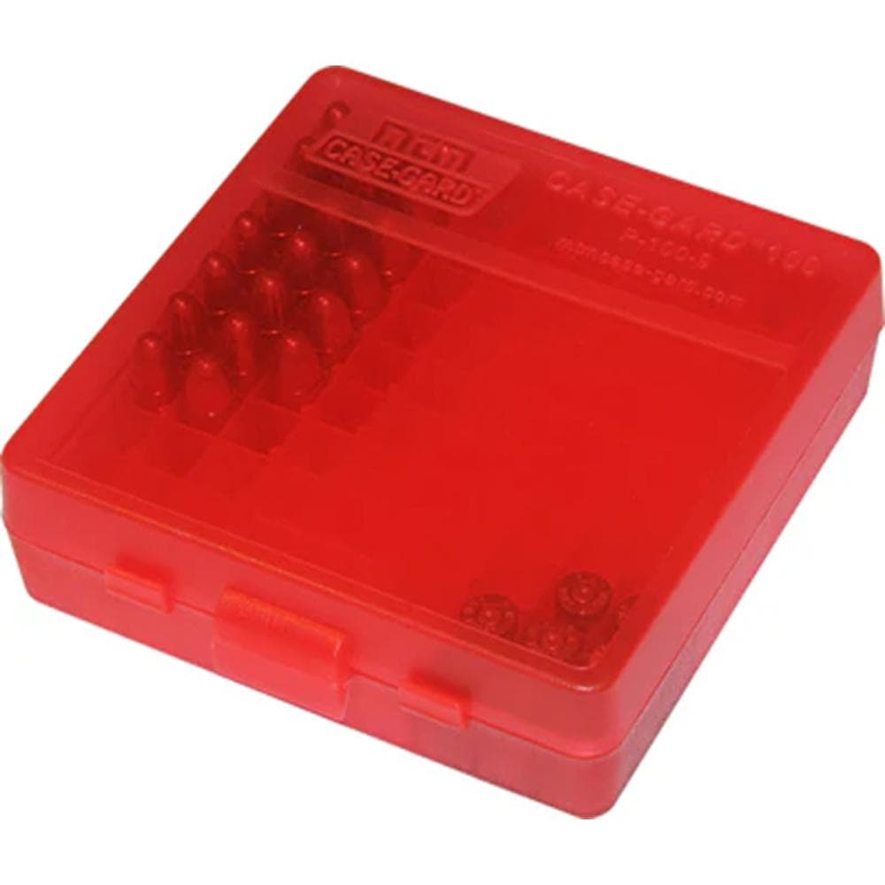 MTM Flip Top Ammo Box for .44 Rem Mag 100rd Clear Red