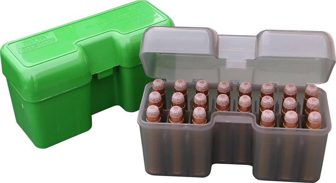 MTM Case-Guard RF-22 Series Flip Top Rifle Ammo Box 22 Rounds Clear Smoke
