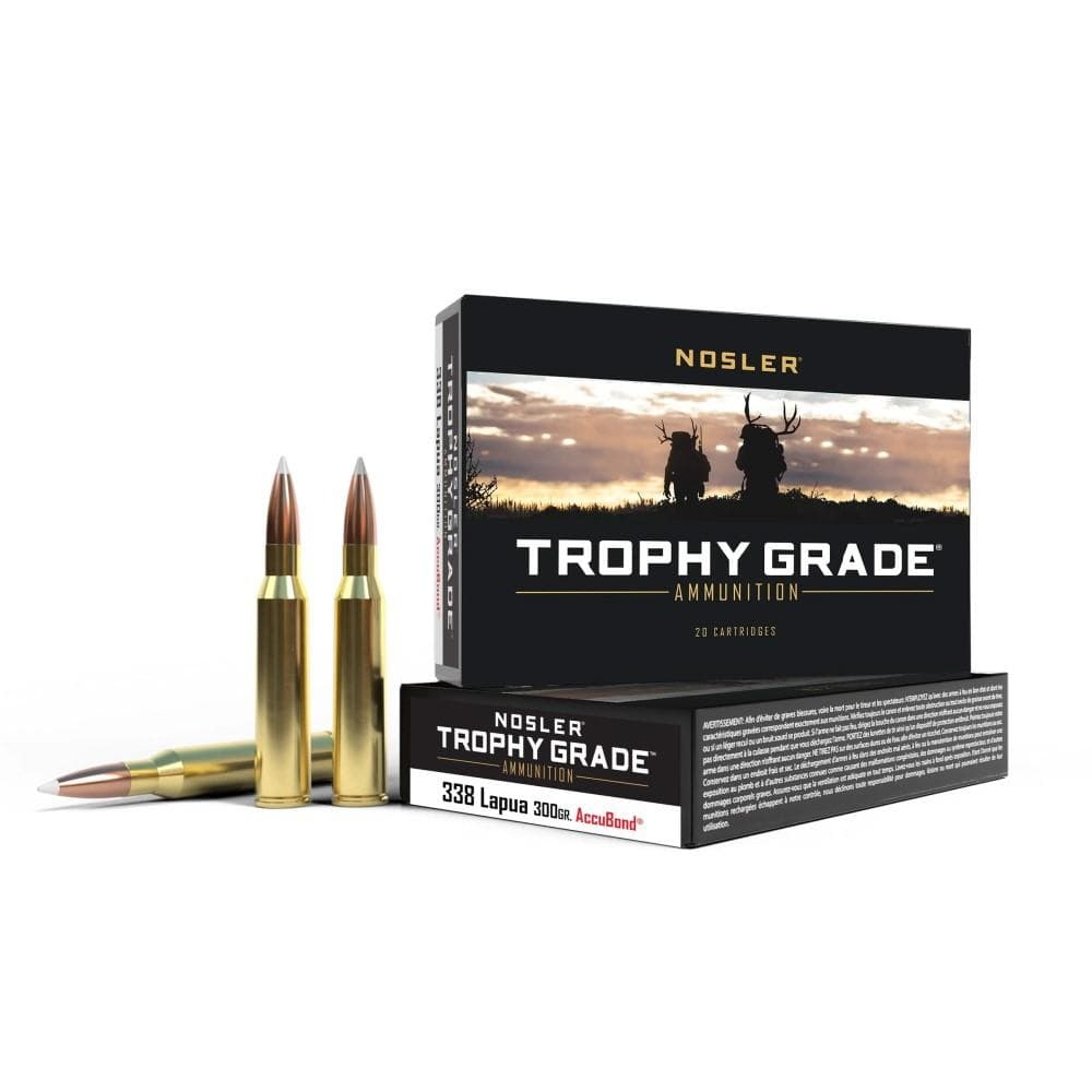 Nosler Trophy Grade Long Range Rifle Ammunition .338 Lapua Mag 300 gr AB 2650 fps 20/ct