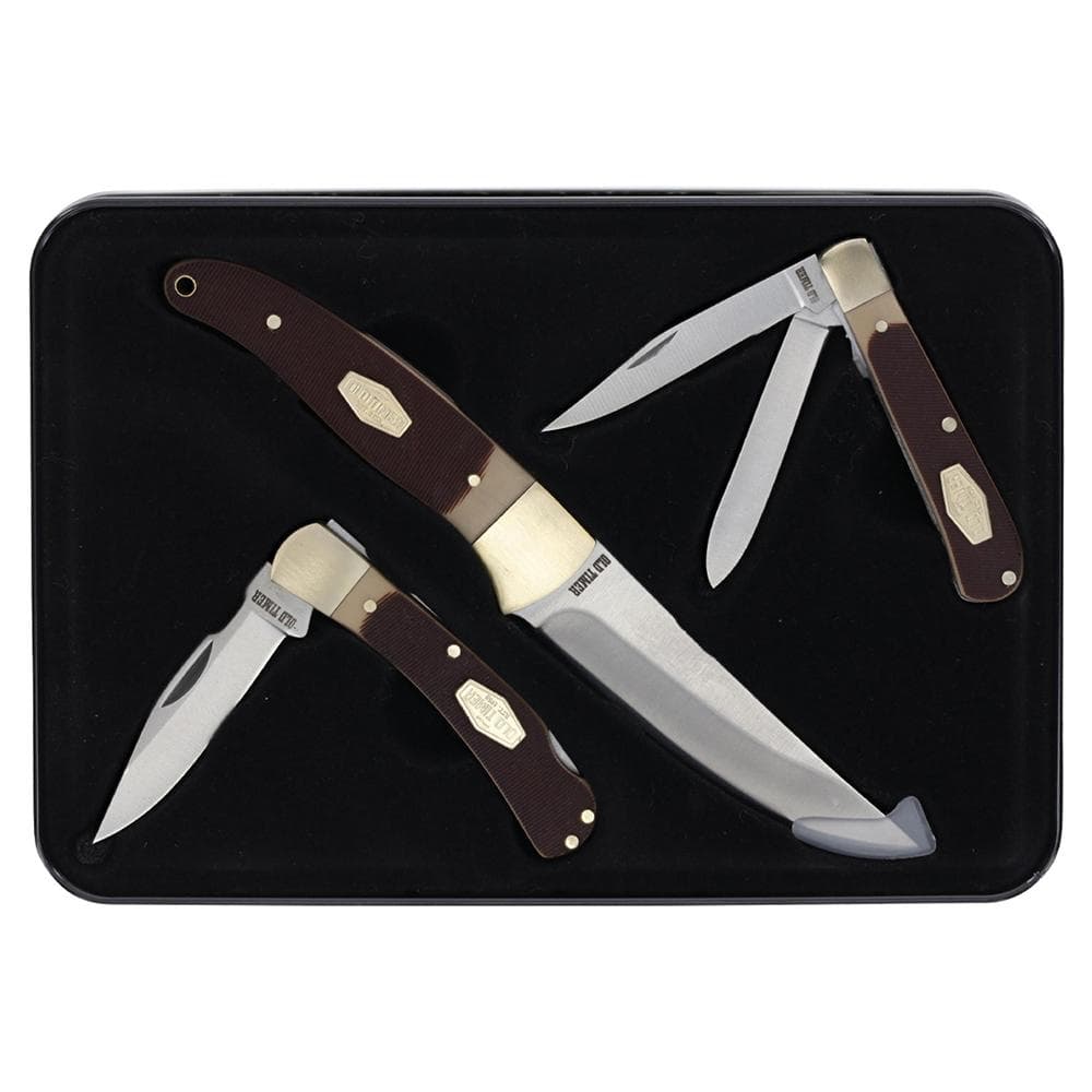 Old Timer Knife Combo Tin Fixed and Folding Knives