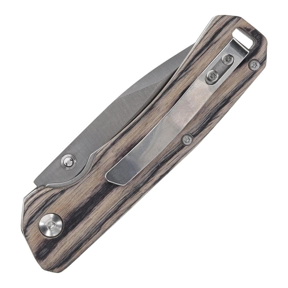 Uncle Henry Folding Knife 3" Drop Point Blade Brown Pakka Wood