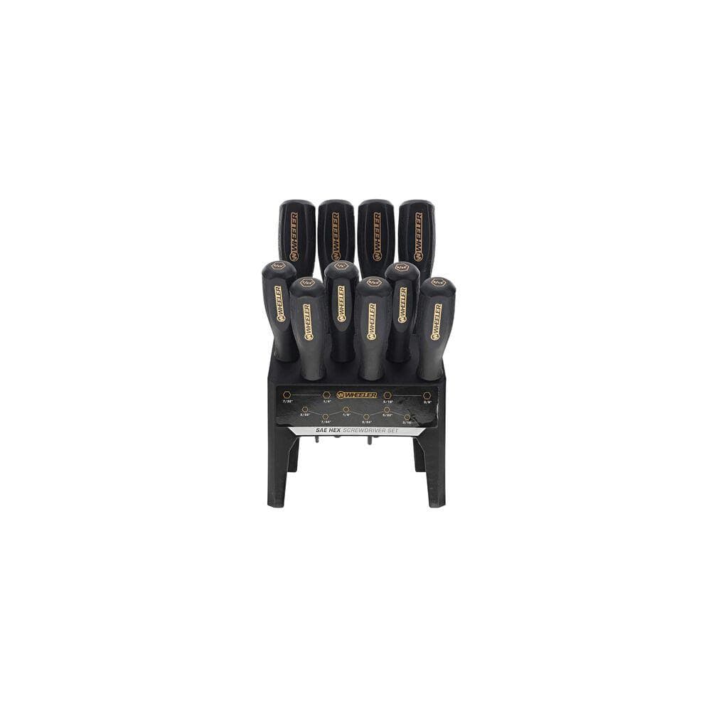 Wheeler 10 Piece SAE Hex Benchtop Screwdriver Set Black