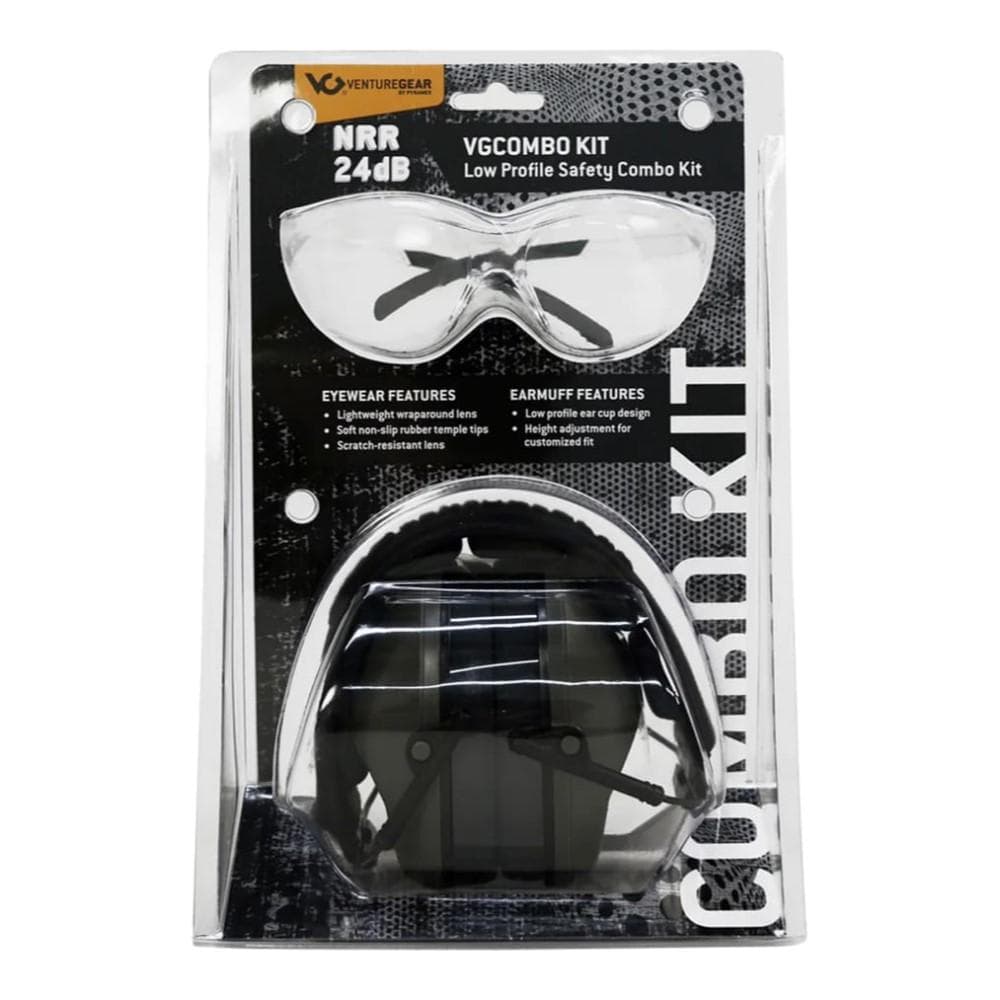 Pyramex Low Profile Combo Kit Passive Pink Ear Muff 24dB Clear Shooting Glasses Clear with Clear Lens