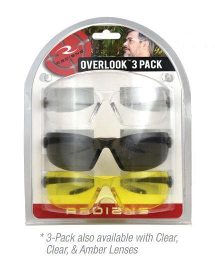Radians Overlook Shooting Glasses Combo Pack Black Clear Amber Lens 3/ct