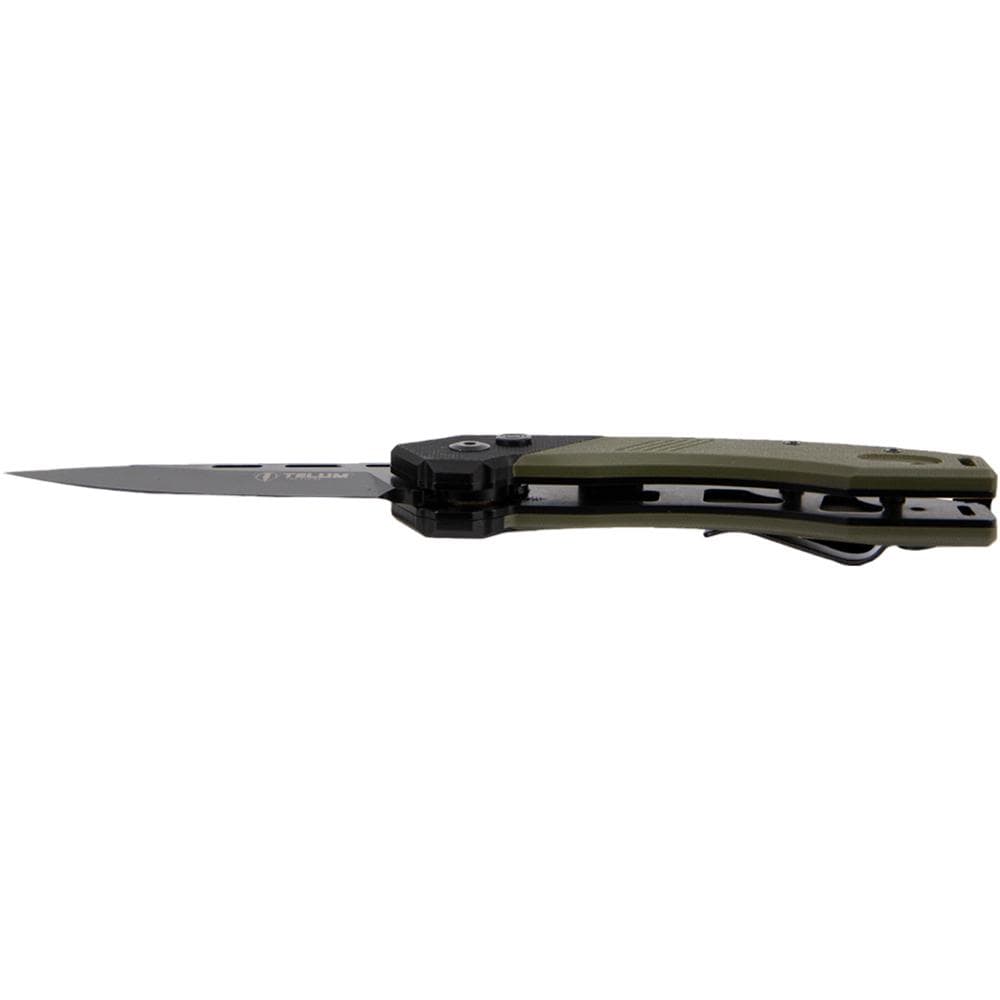 Telum Scorch Tactical Automatic Folding Knife 3-1/2" Drop Point Blade OD Green