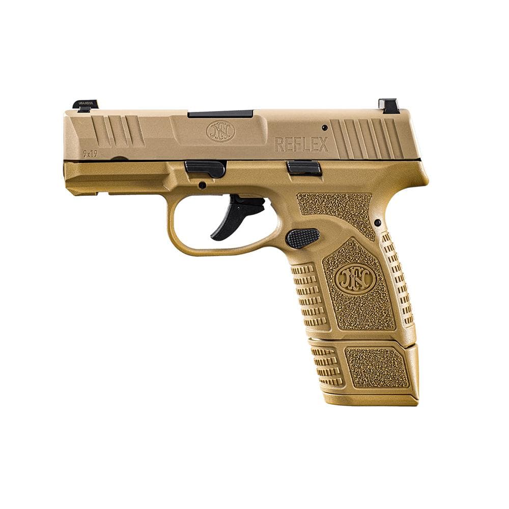 FN Reflex MS Handgun 9mm Luger 11rd (1) & 15rd (1) Magazines 3.3" Barrel FDE