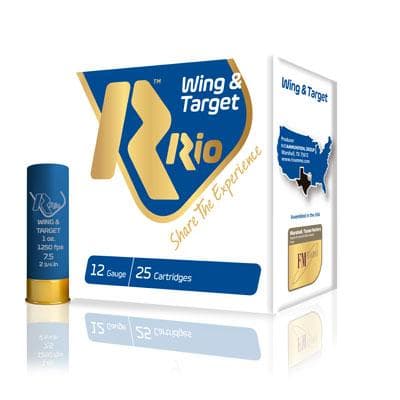 Rio Wing & Target Shotshells 12ga 1oz 2-3/4" 1250 fps #8 250/ct Case (10 Boxes of 25/ct)