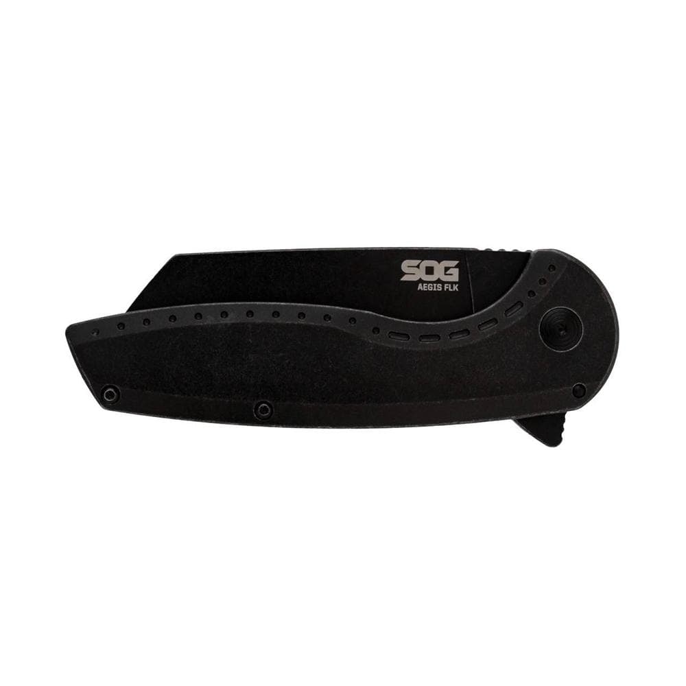 SOG Knives Aegis FLK 2.0 Folding Knife 3-1/4" Wharncliffe Blade Black Blister