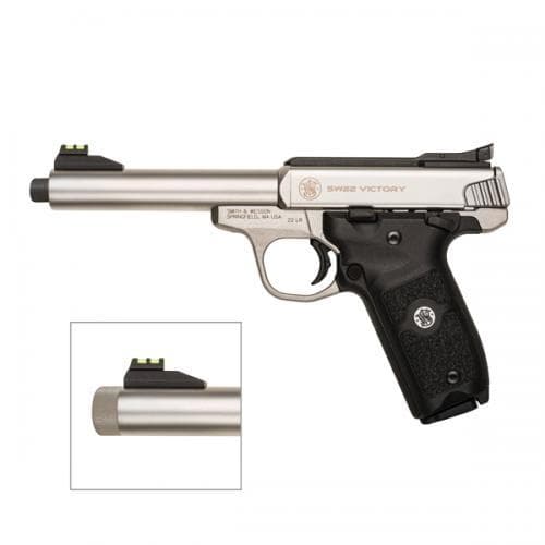 Smith & Wesson SW22 Victory Handgun .22 LR 10rd Magazines (2) 5.5" Threaded Barrel Silver with Black Grip USED