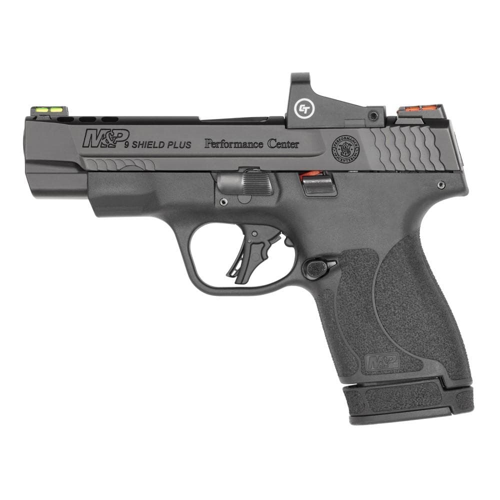 S&W PC M&P 9 Shield Plus Crimson Trace Handgun 9mm Luger 10rd Magazine 4" Ported Barrel Black USED