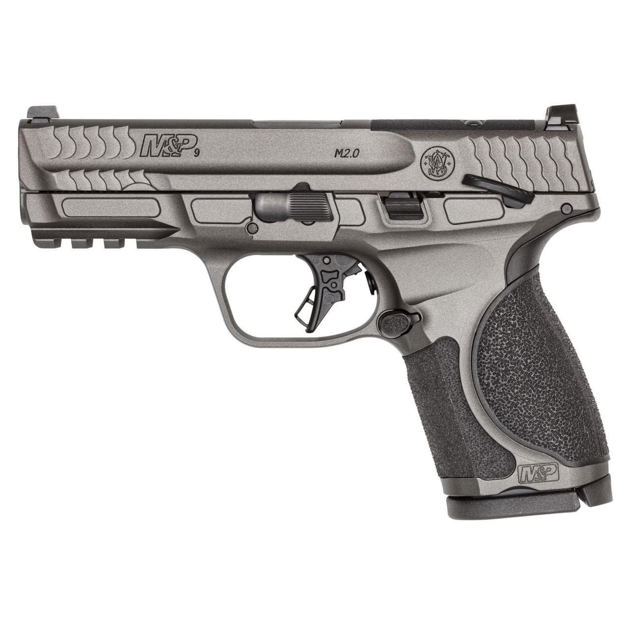 S&W M&P 9 M2.0 Metal Compact OR Handgun 9mm Luger 15rd Magazine(2) 4" Barrel Tungsten Gray Cerakote Thumb Safety
