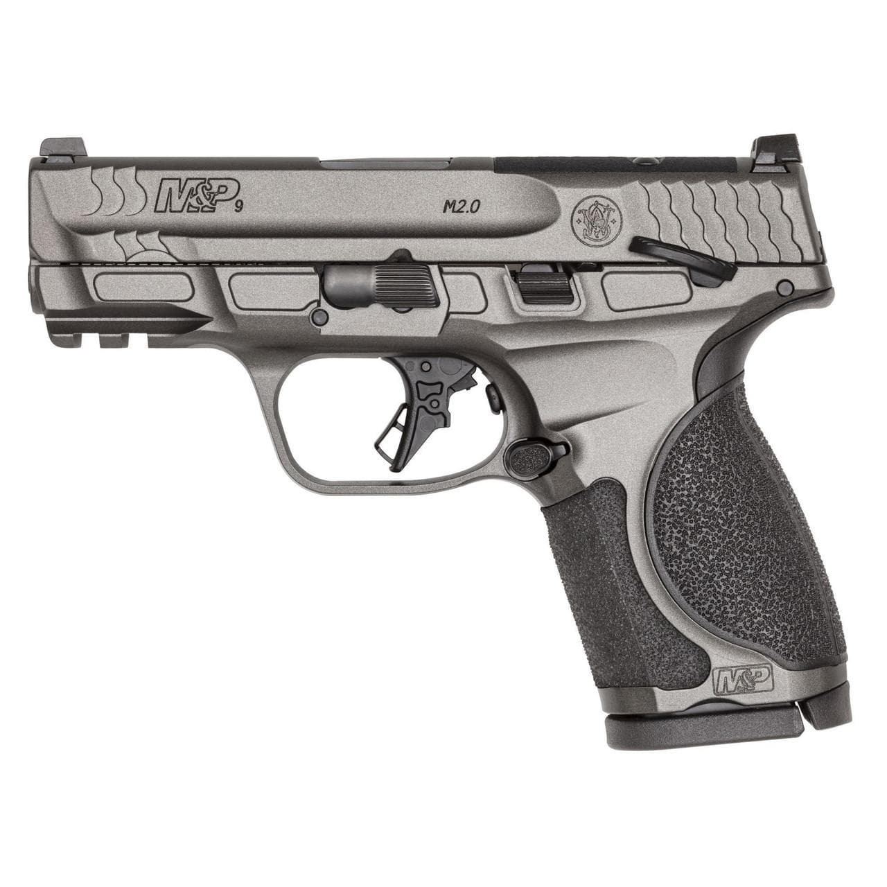 S&W M&P 9 M2.0 Metal Compact OR Handgun 9mm Luger 15rd Magazine(2) 3.6" Barrel Tungsten Gray Cerakote Thumb Safety