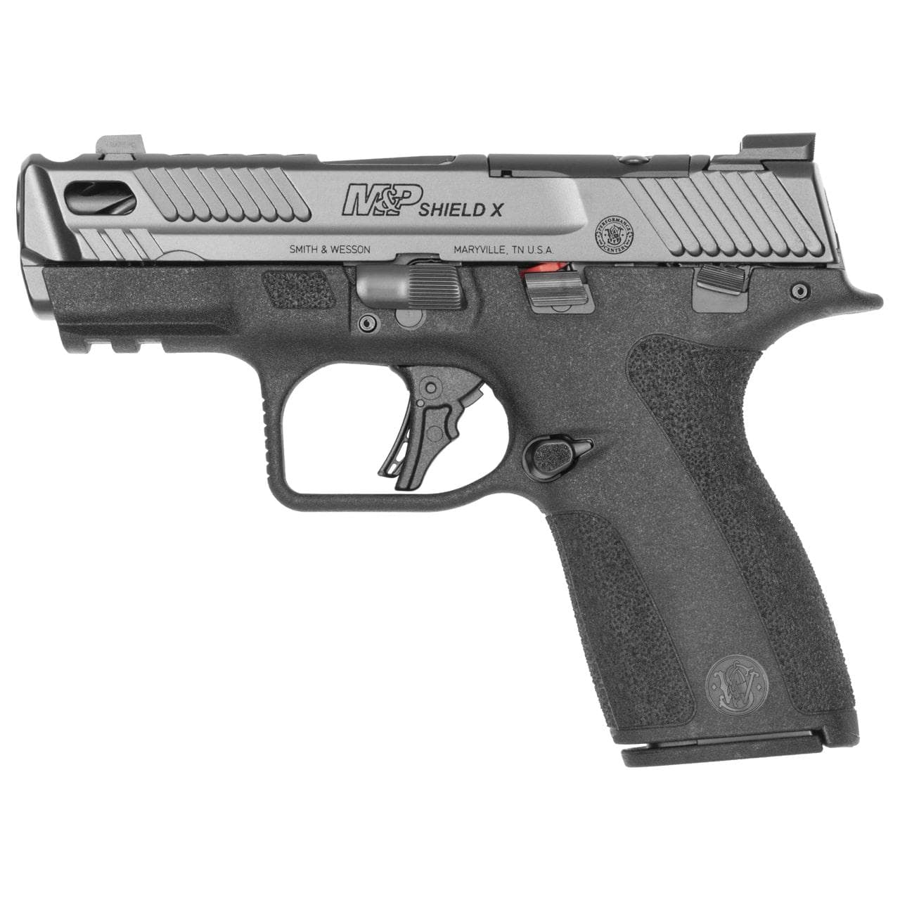 S&W PC M&P 9 Shield X Carry Comp Handgun 9mm Luger 13(1)&15(1)rd Magazines 3.6" Comp Barrel Thumb Safety Black