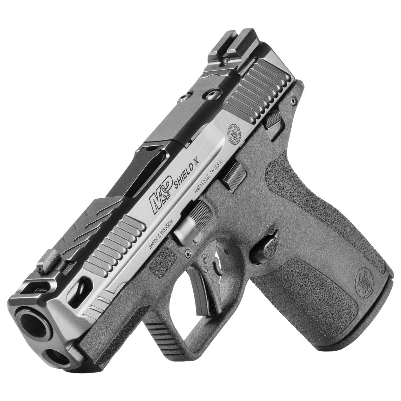 S&W PC M&P 9 Shield X Carry Comp Handgun 9mm Luger 10rd Magazines(2) 3.6" Comp Barrel Thumb Safety Black