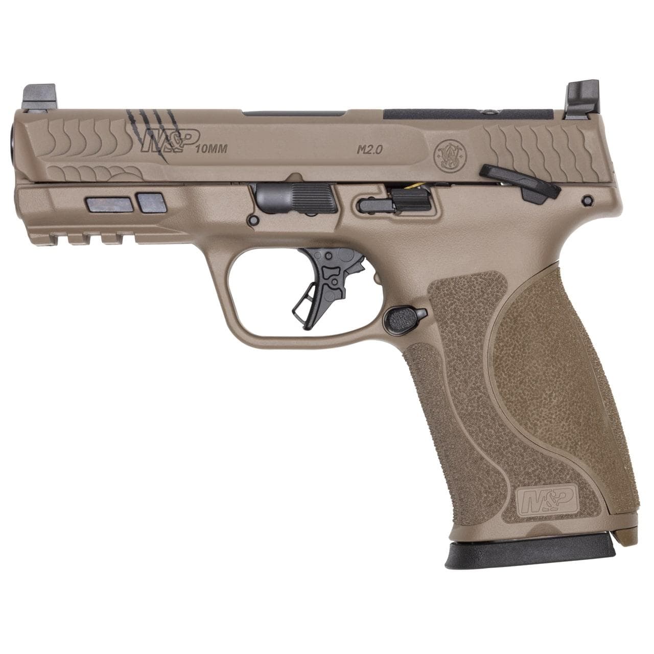 S&W M&P10 2.0 Or Thumb Safety Limited Edition Backpacker Handgun 10mm Auto 15rd Magazines(2) 4" Barrel FDE