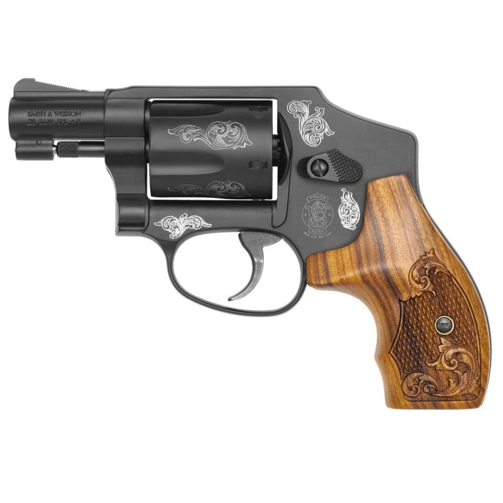 Smith & Wesson M442 Handgun 38 S&W Spl 5rd Capacity 1.875" Barrel Engraved Wood Grip