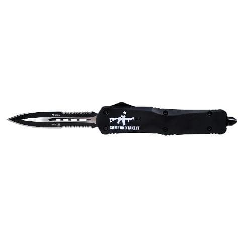Templar Knife Large Come And Take It AR OTF Knife 3-1/2" Serrated Dagger Black