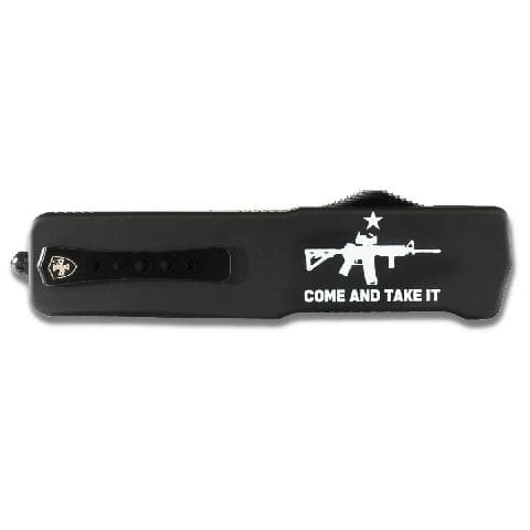 Templar Knife Large Come And Take It AR OTF Knife 3-1/2" Serrated Dagger Black