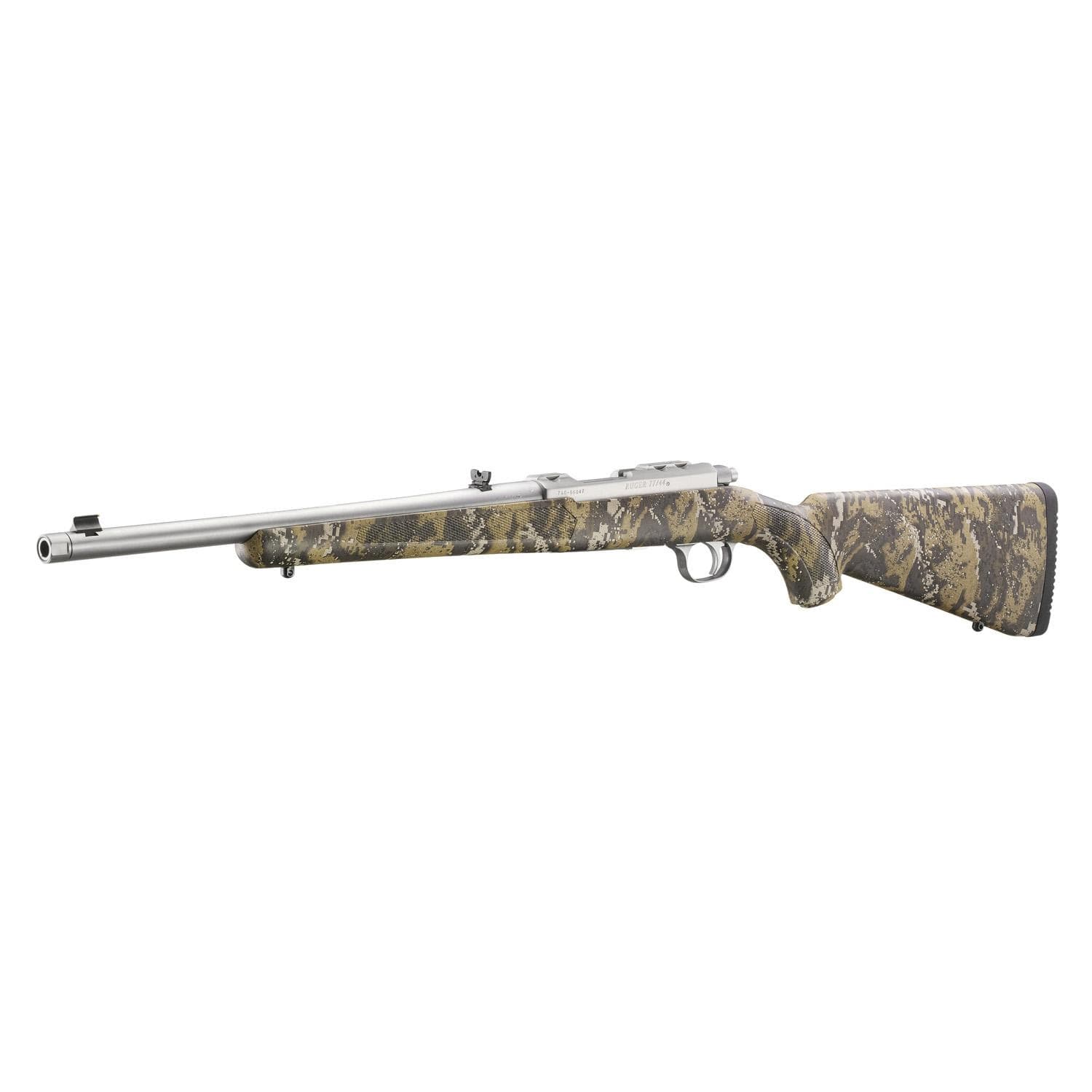 Ruger 77/44 Rifle .44 Rem 4rd Capacity 16.6" Threaded Barrel Mag Alloy Blued Steel w/Desolve Bare Reduced Camo Pattern Stock