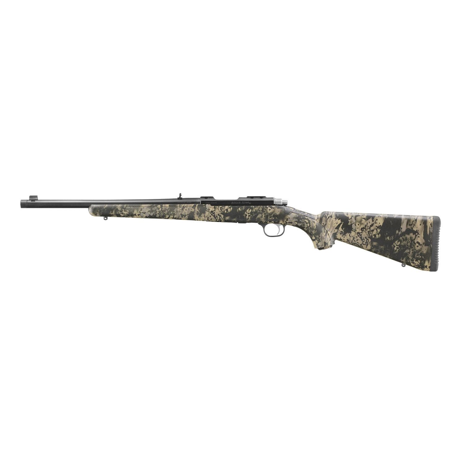 Ruger 77/44 Rifle .44 Rem 4rd Capacity 16.6" Threaded Barrel Mag Alloy Blued Steel w/Camo Pattern Stock