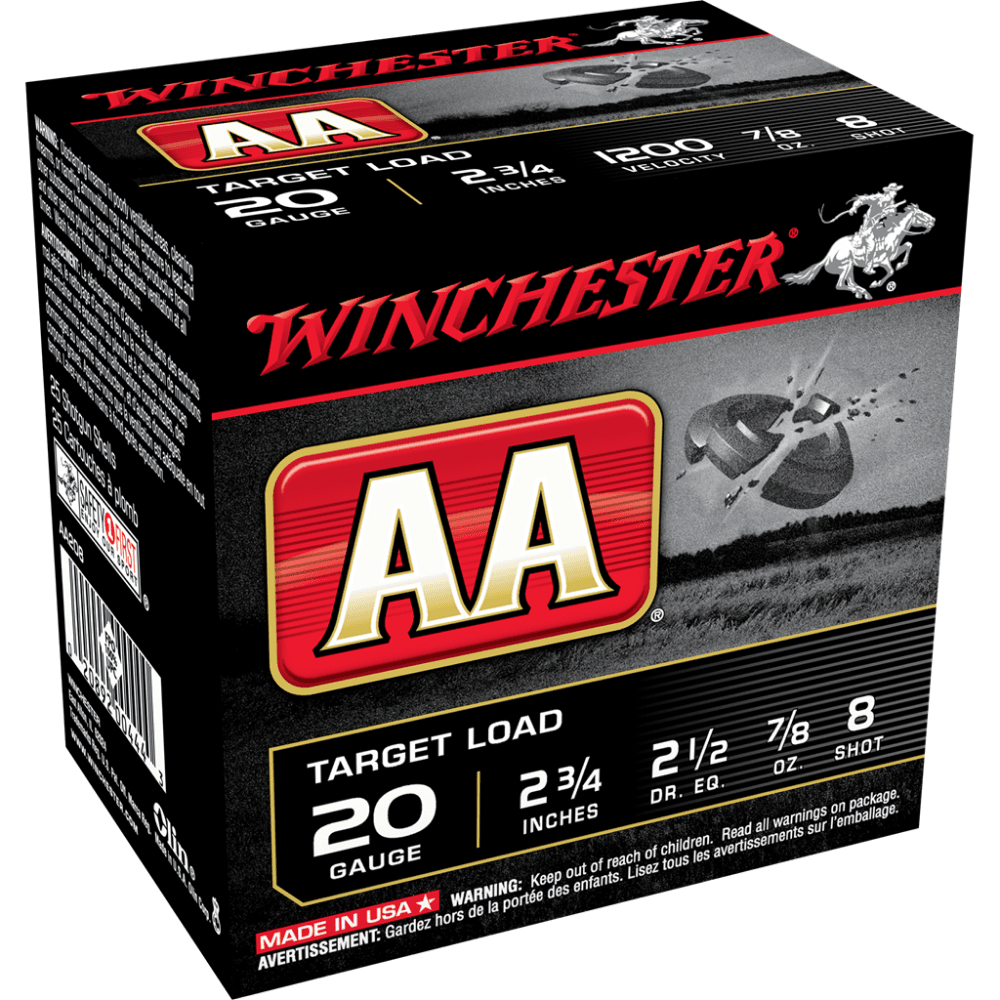 Winchester AA Target 20 ga 2-3/4" 2-1/2 dr 7/8 oz #8 - 25/ct