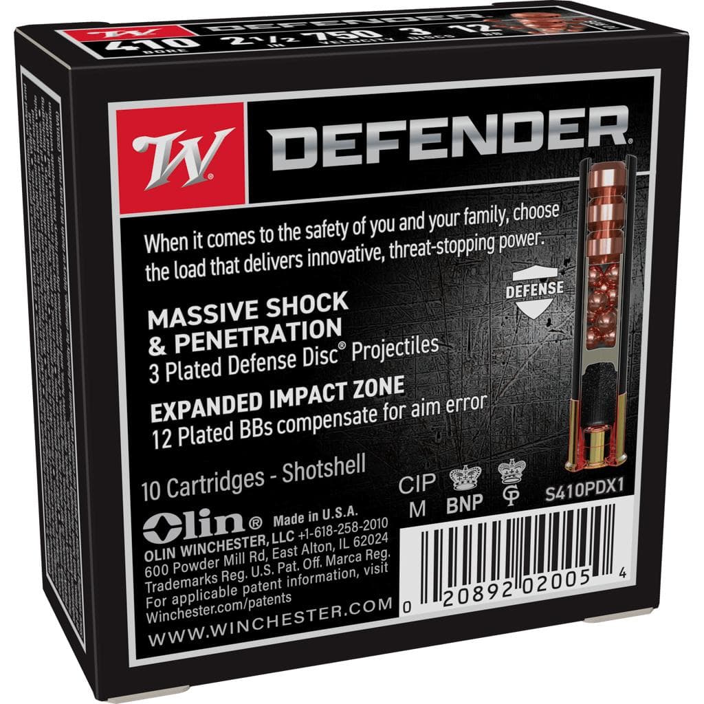 Winchester Supreme Elite PDX1 Personal Defense Shotgun Ammunition .410 ga 2 1/2" 3 disc 12 plts + Slug 750 fps 10/ct